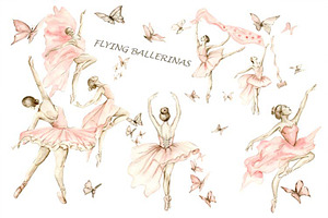 Watercolor Dancing Balerina