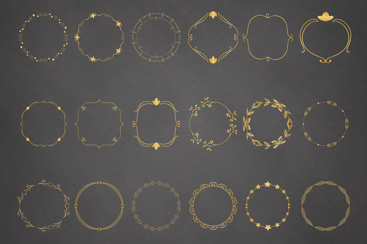 Vector Wreaths set - 18 gold wreaths, an Illustration by Annakristal (Photo 2 of 2)