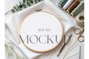 Earth Tones Embroidery Flat Lay, a Product Mockup by MockupWizard