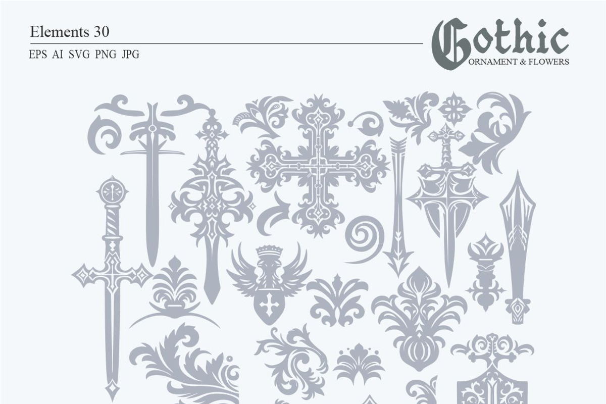 Gothic Ornament and Flowers, a Pattern Graphic by Collection by VY (Photo 6 of 11)