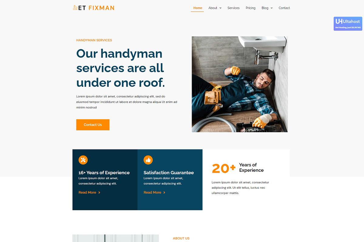 ET Fixman -Handyman Service WP Theme, a WordPress Template by LTheme (Photo 1 of 2)