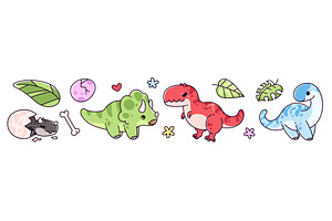 Cute kawaii dinosaur stickers, an Animal Illustration by art PVP - market