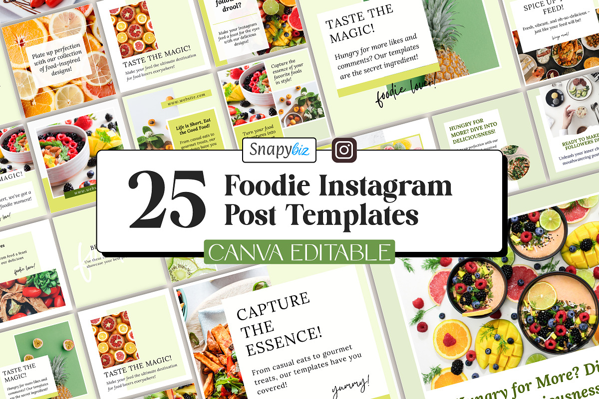 Foodie Instagram Post Canva Template, a Social Media Template by Snapybiz (Photo 1 of 10)