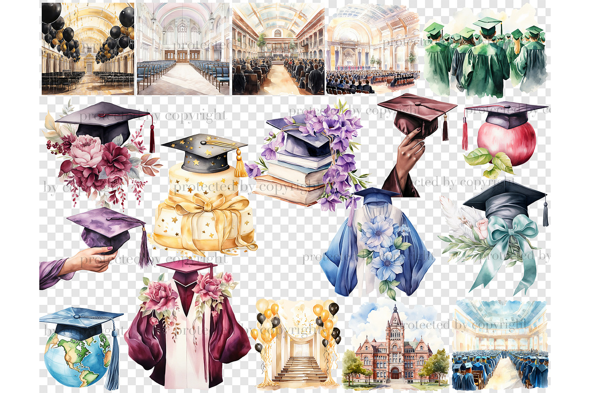 Graduation Clipart Bundle, an Education Illustration by GlamArtZhanna (Photo 5 of 6)