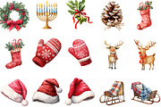 Watercolor Holiday Clipart Bundle, an Illustration by Designking (Thumbnail 3 of 5)