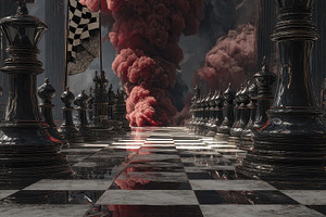 Epic Chess Game Red Smoke Dramatic S, a Photo by Pixeness Studio