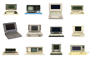 Retro portable computers isolated, a Technology Photo by BOOCYS