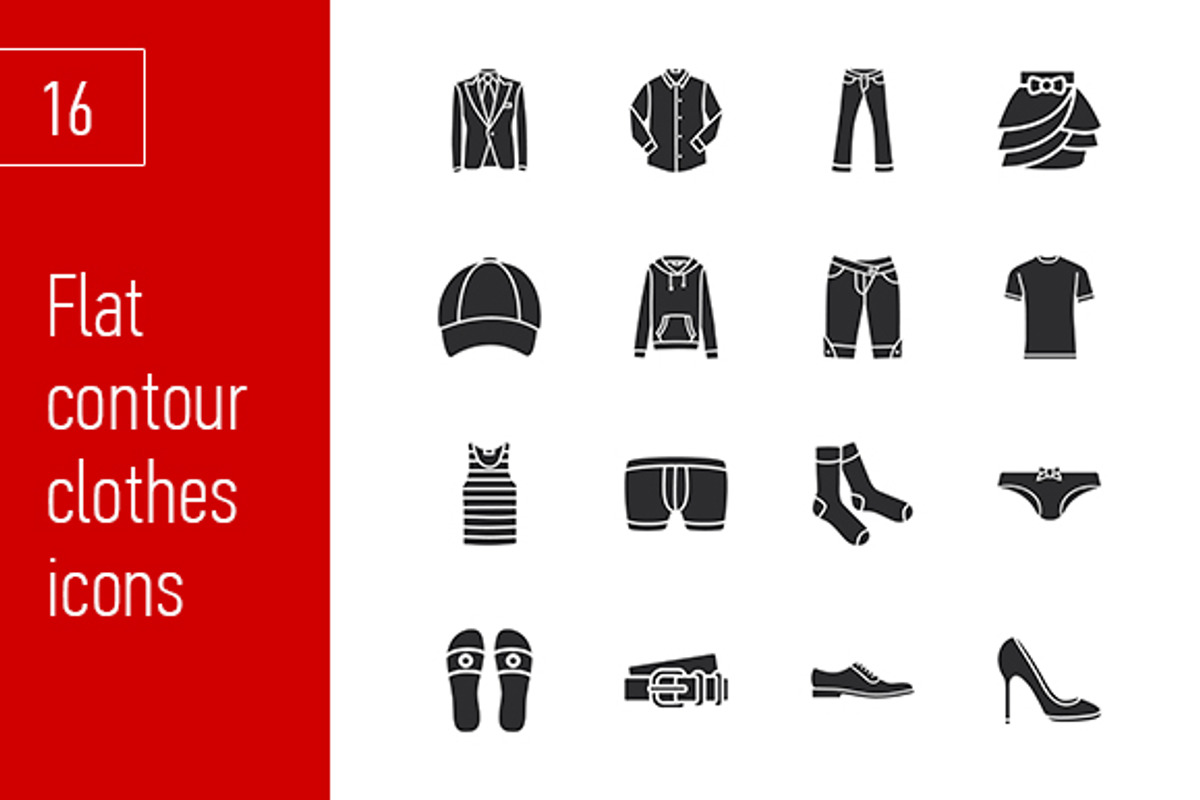 sixteen modern clothes icons, an Outline Icon by Anton