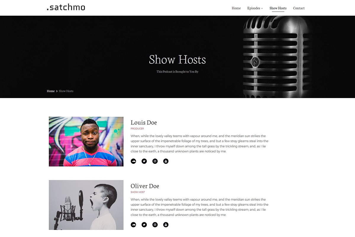 Satchmo Podcast WordPress Theme, a WordPress Template by SecondLineThemes (Photo 2 of 5)