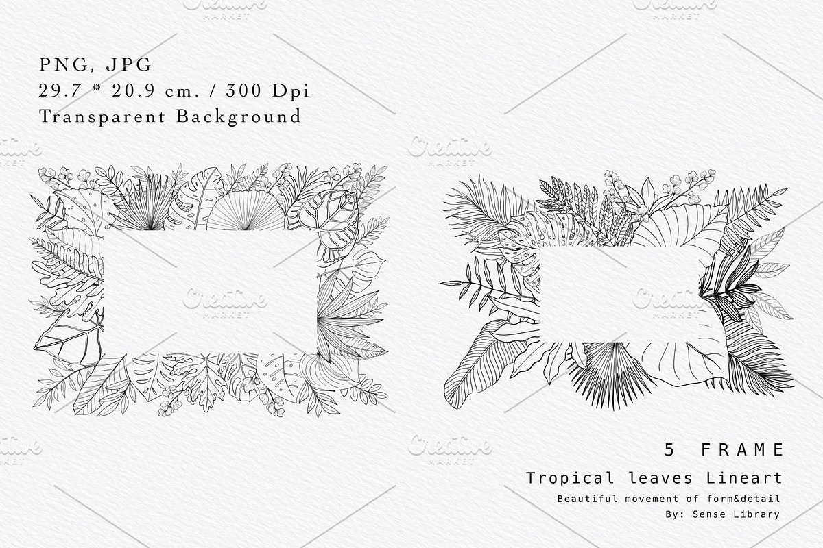 “Charm” Tropical Leaves Lineart, an Illustration by Sense Library (Photo 2 of 23)