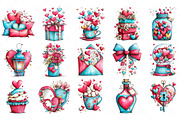 Whimsical Valentine Day Clipart Png, an Illustration by Craft Nest (Thumbnail 3 of 6)