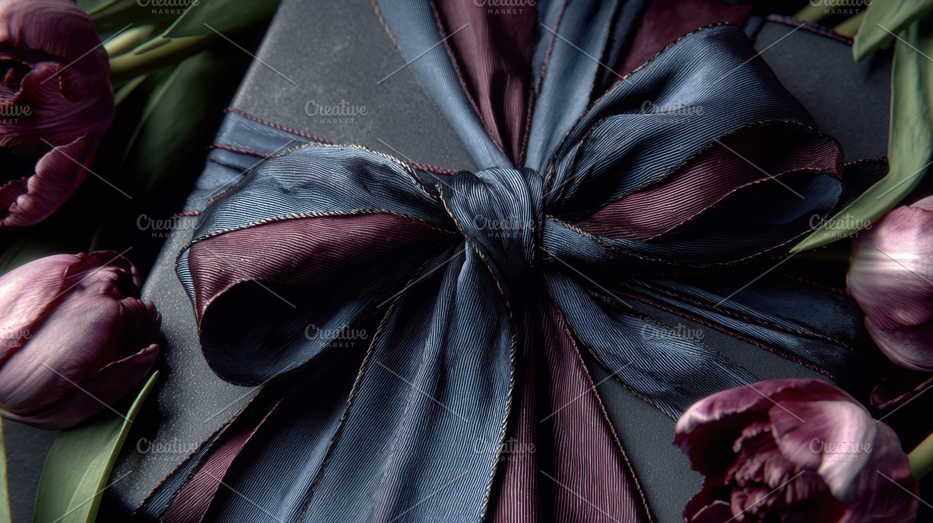 Gift box with ribbon  flowers, a Photo by Beautiful things