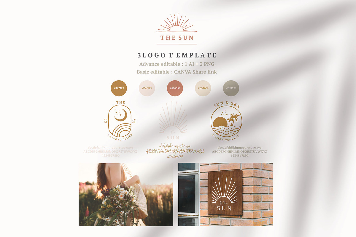 Sun bohemian logo tempplate 2#, a Branding & Logo Template by Piixypeach (Photo 1 of 7)