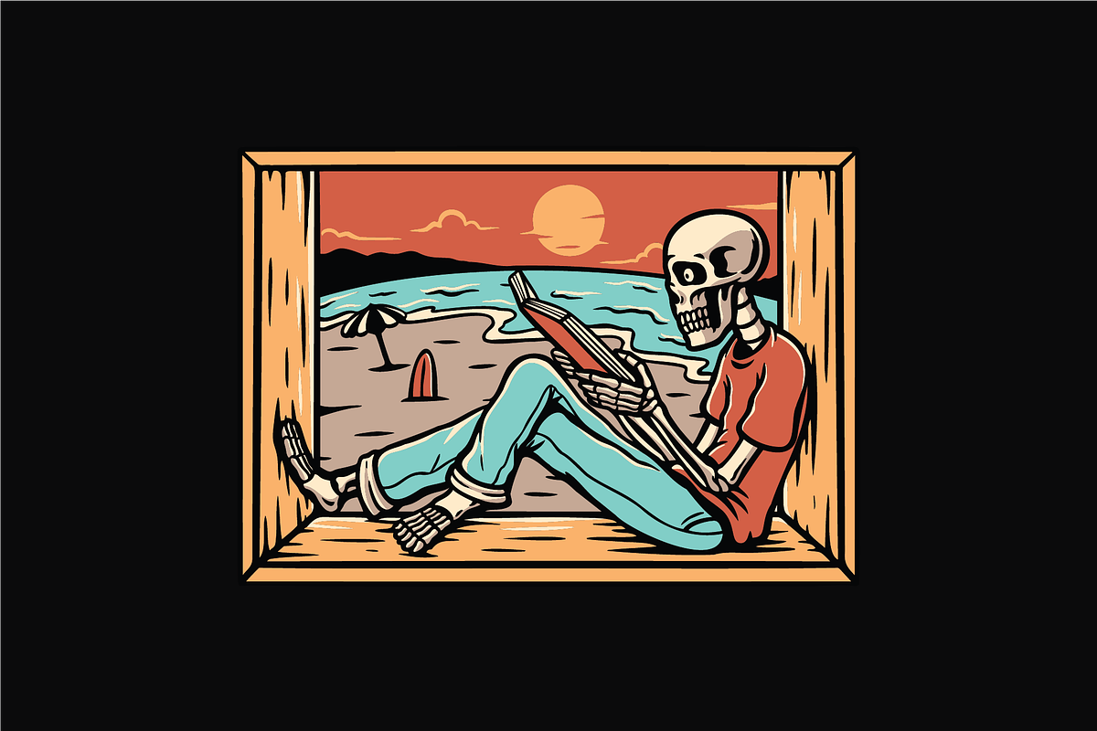 Skeleton Enjoying the Sunset, an Object Illustration by nomlimo.com (Photo 1 of 3)