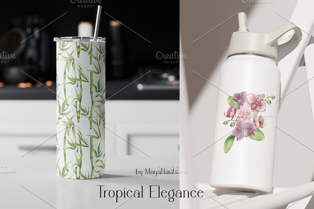 Watercolor Tropical Elegance, a Decorative Illustration by MayaNavits (Photo 7 of 9)