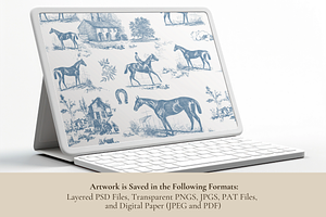 Equestrian Toile De Jouy Pattern