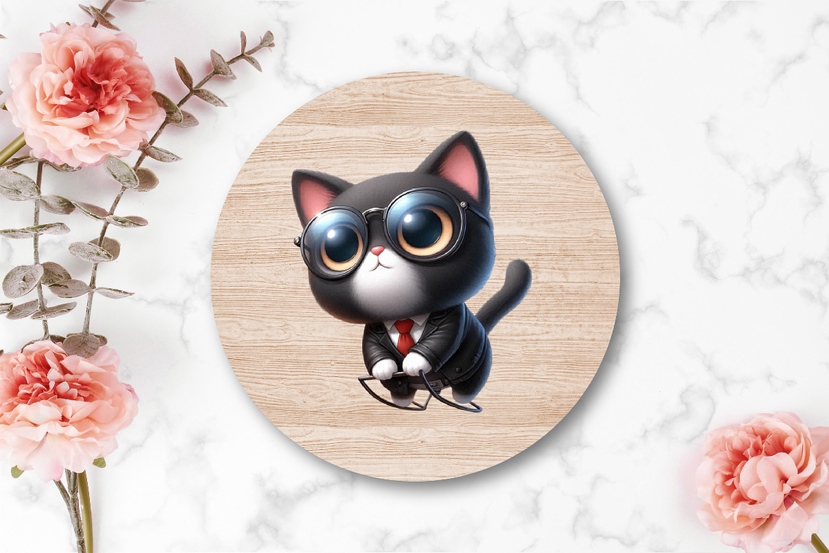 Watercolor Funny Black Cats Clipart, an Illustration by CraftArtStudio (Photo 4 of 5)
