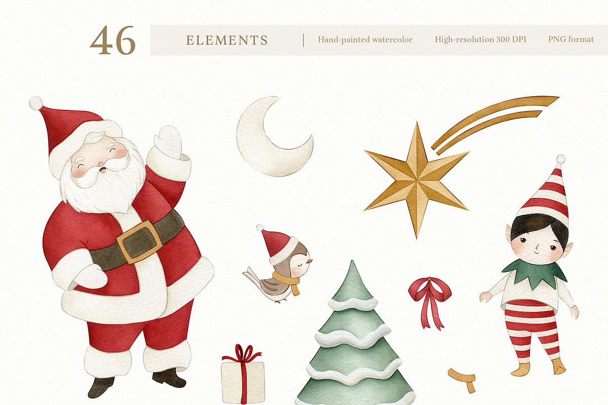 Watercolor Whimsical Christmas Set, a Decorative Illustration by Carol Lozove (Photo 7 of 44)