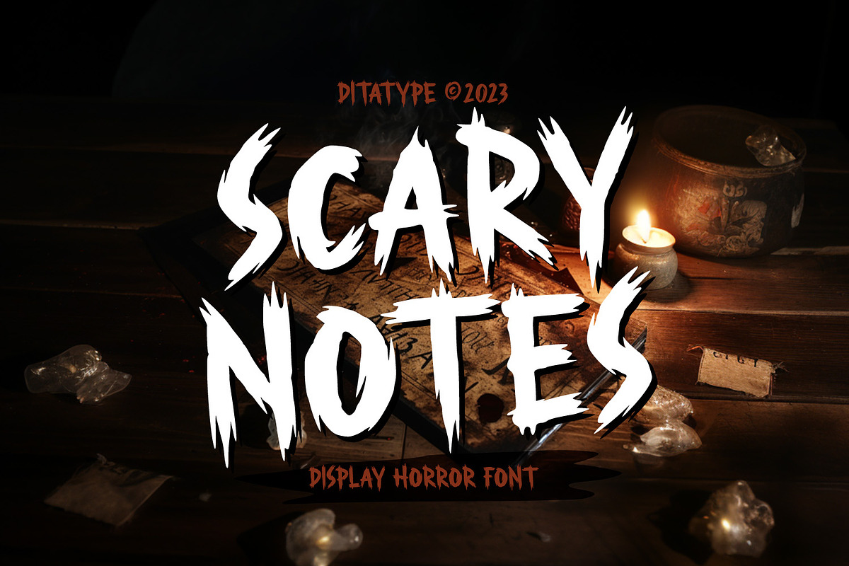 Scary Notes, a Script Font by Ditatype (Photo 1 of 10)