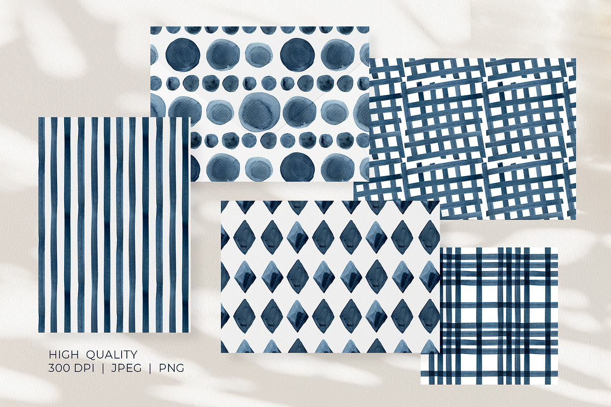 Indigo Watercolor Seamless Patterns, a Texture Illustration by YarovaArt (Photo 12 of 18)