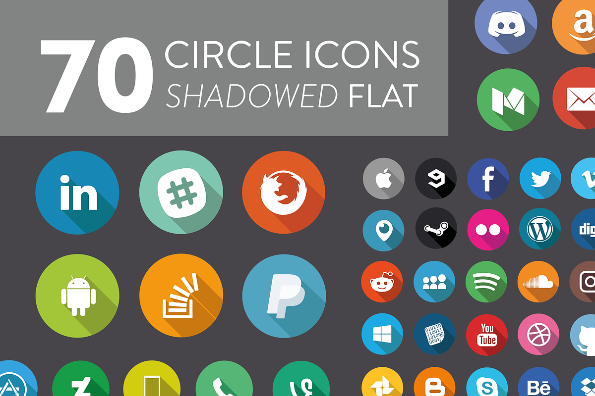 70 Flat Shadowed Social Media Icons, a Social Media Template by RobertvanHaaren (Photo 1 of 2)