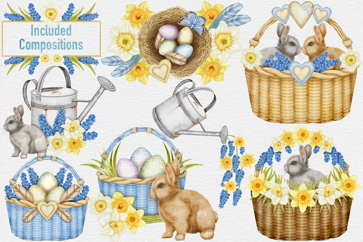 Spring into Easter Clipart Set., a Seasonal Illustration by Happy Sloth Graphics (Photo 3 of 17)