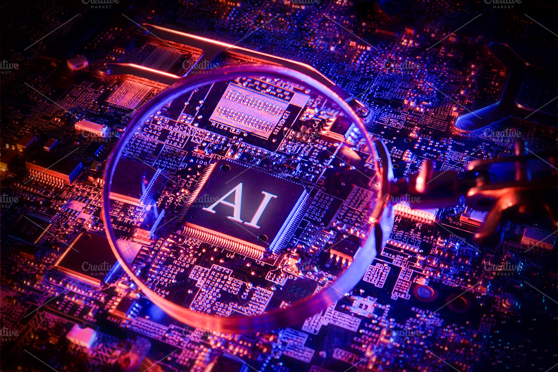 AI Chip Under Magnification, a Technology Photo by Davizro's Market