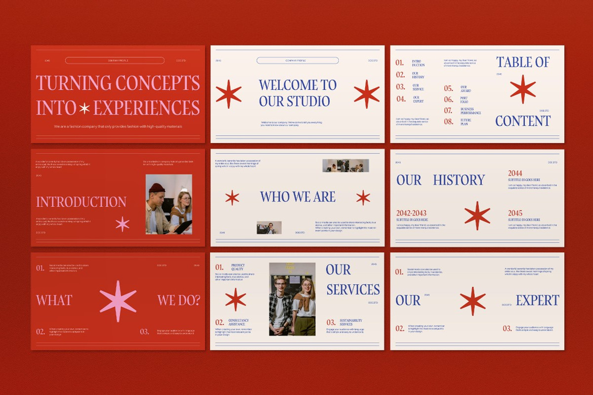 Red Cream Modern Company Profile PPT, a Presentation Template by graphicook (Photo 2 of 4)