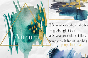 Aurum-25 watercolor splash & glitter