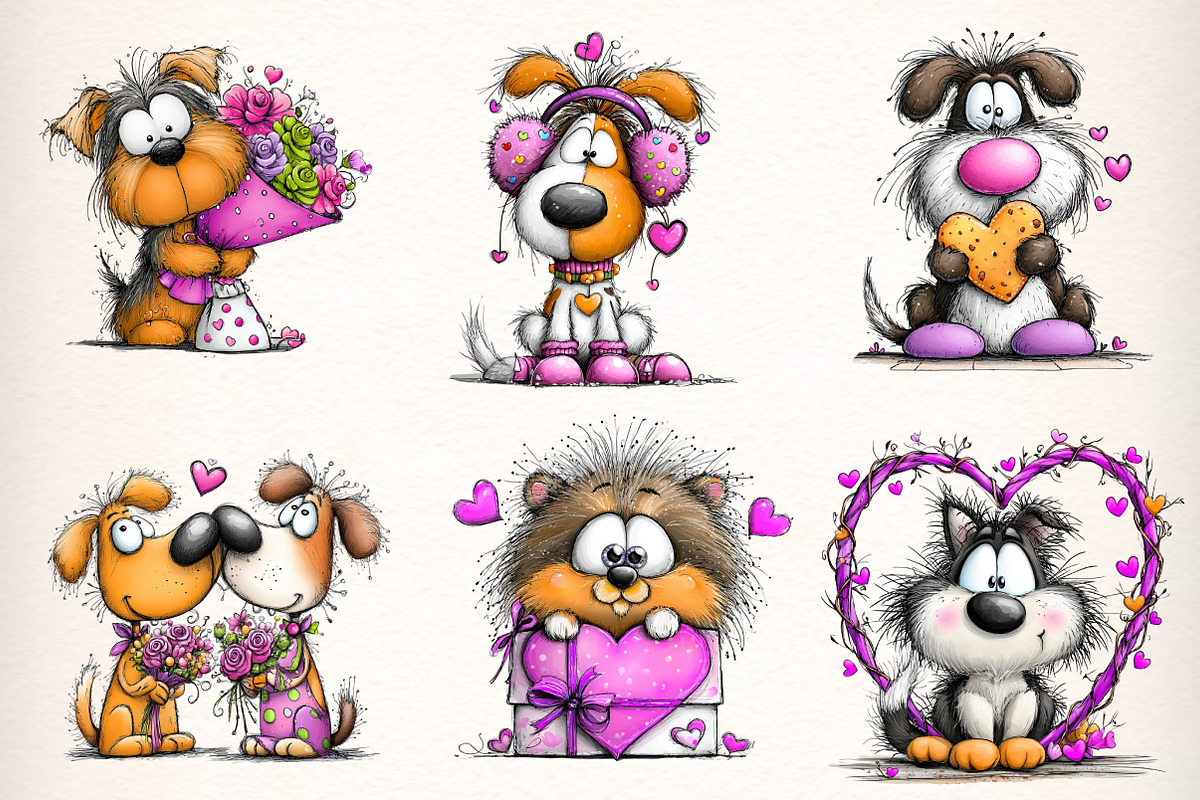 Quirky Valentines Dogs Clipart, an Illustration by Dream Creation (Photo 4 of 6)