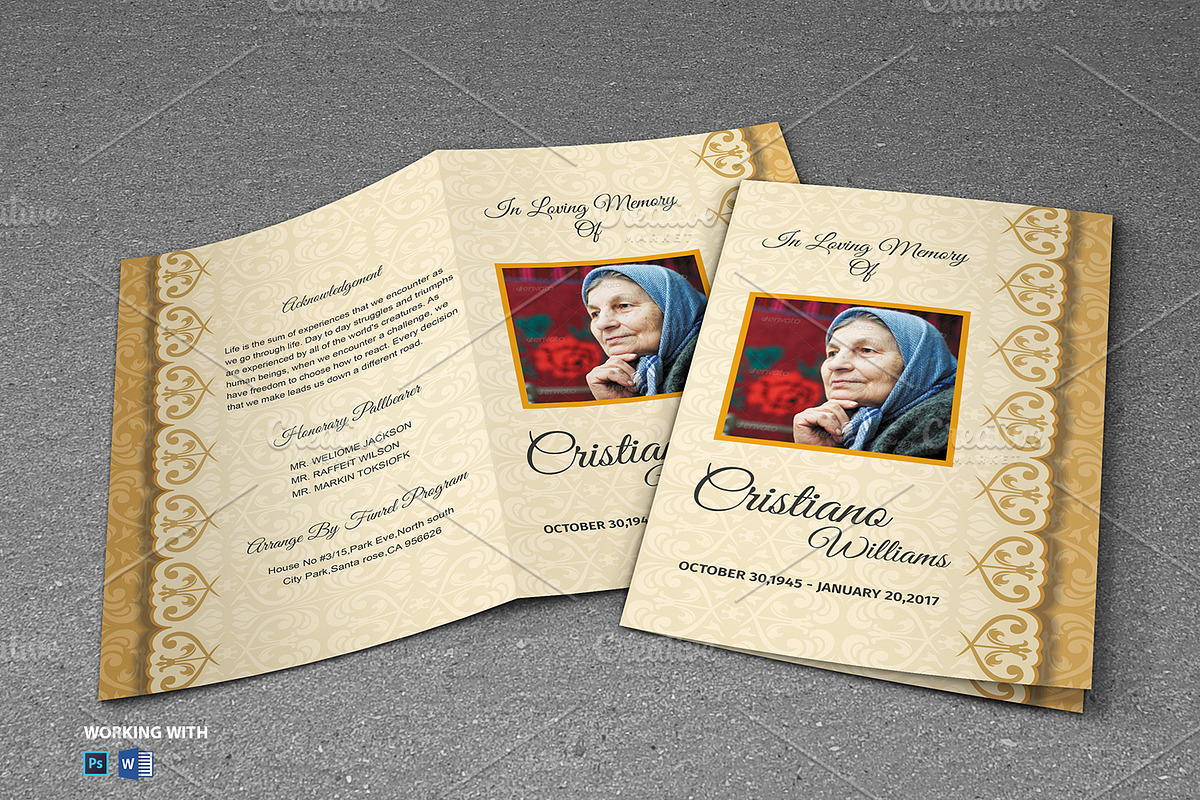 Memorial Funeral Program Template, a Brochure Template by Madhabi Studio (Photo 1 of 5)