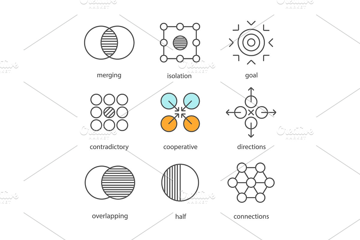 Abstract symbols linear icons set, an Outline Icon by IMG Visuals