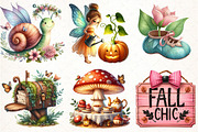 Fairy Garden Watercolor Clipart, an Illustration by Pixels.Craft (Thumbnail 2 of 7)
