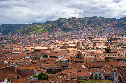 Panoramic View of Cusco, Peru, Surrounded by Andean Mountains