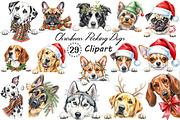 Christmas Peeking Dogs Clipart Png, an Illustration by Creative Art (Thumbnail 1 of 9)