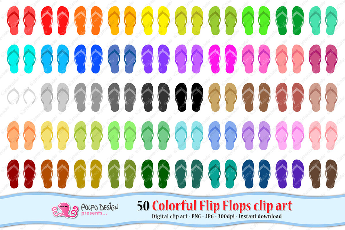 Colorful Flip Flops clipart, an Object Graphic by PolpoDesign (Photo 1 of 2)
