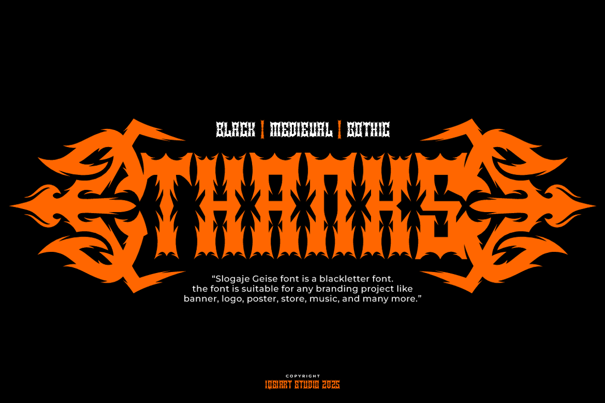 Slogaje Geise - Blackletter Font, a Blackletter Font by Iqsiart Studio (Photo 8 of 11)