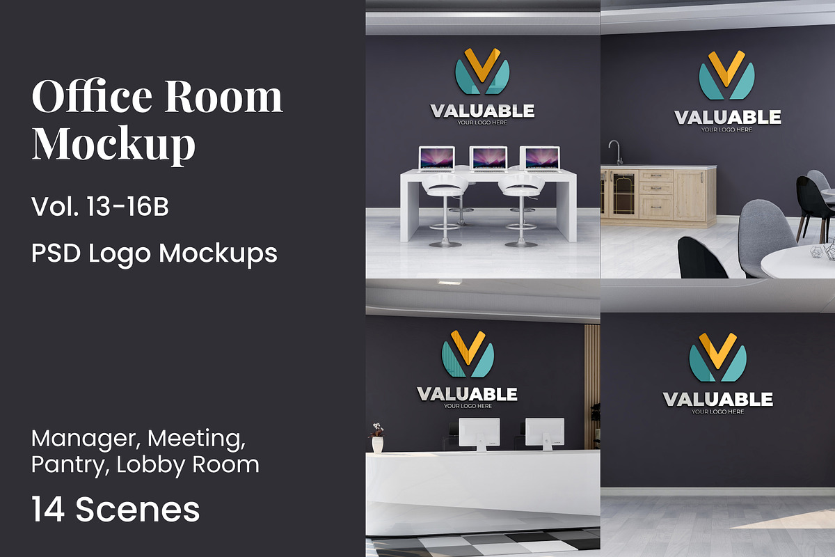 PSD Office Scene 3D Wall Mockup, a Product Mockup by Ayy (Photo 1 of 15)