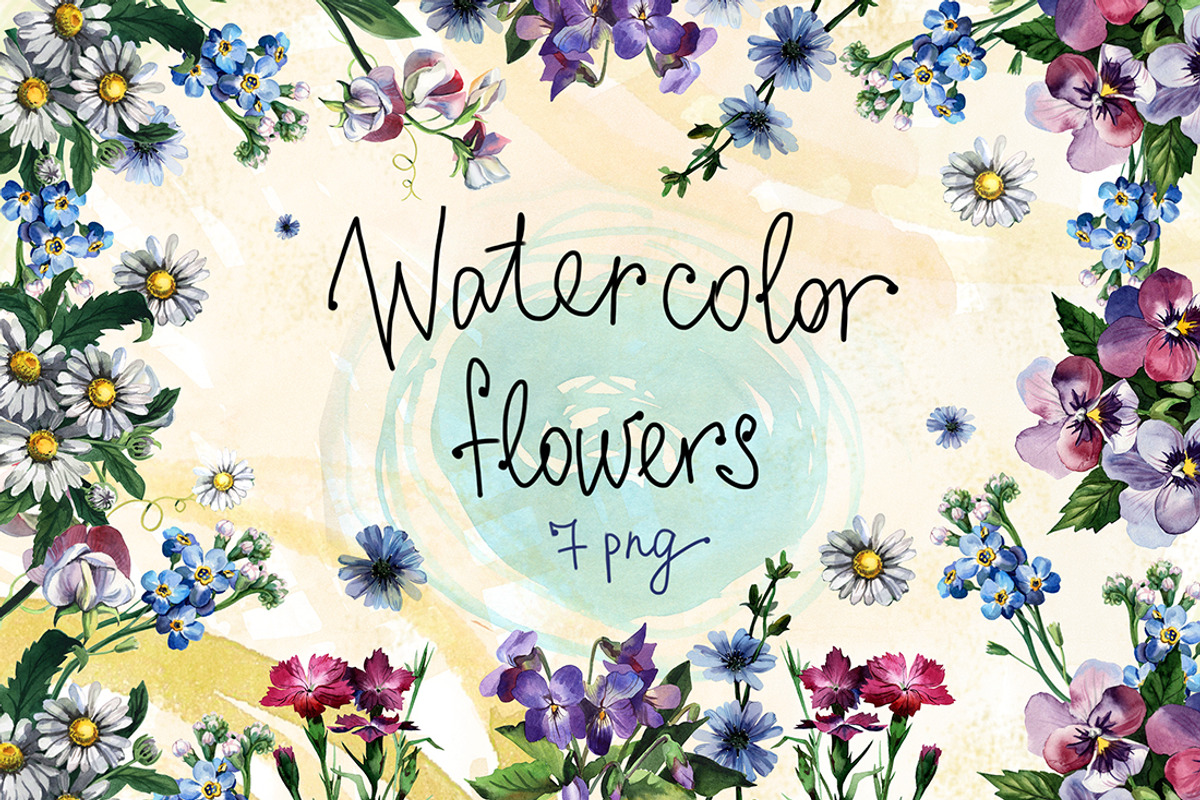 Watercolor flowers set, an Illustration by My art shop (Photo 1 of 4)