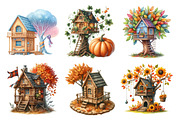 Watercolor Autumn Treehouse Clipart, an Illustration by Daily.Designs (Thumbnail 4 of 5)