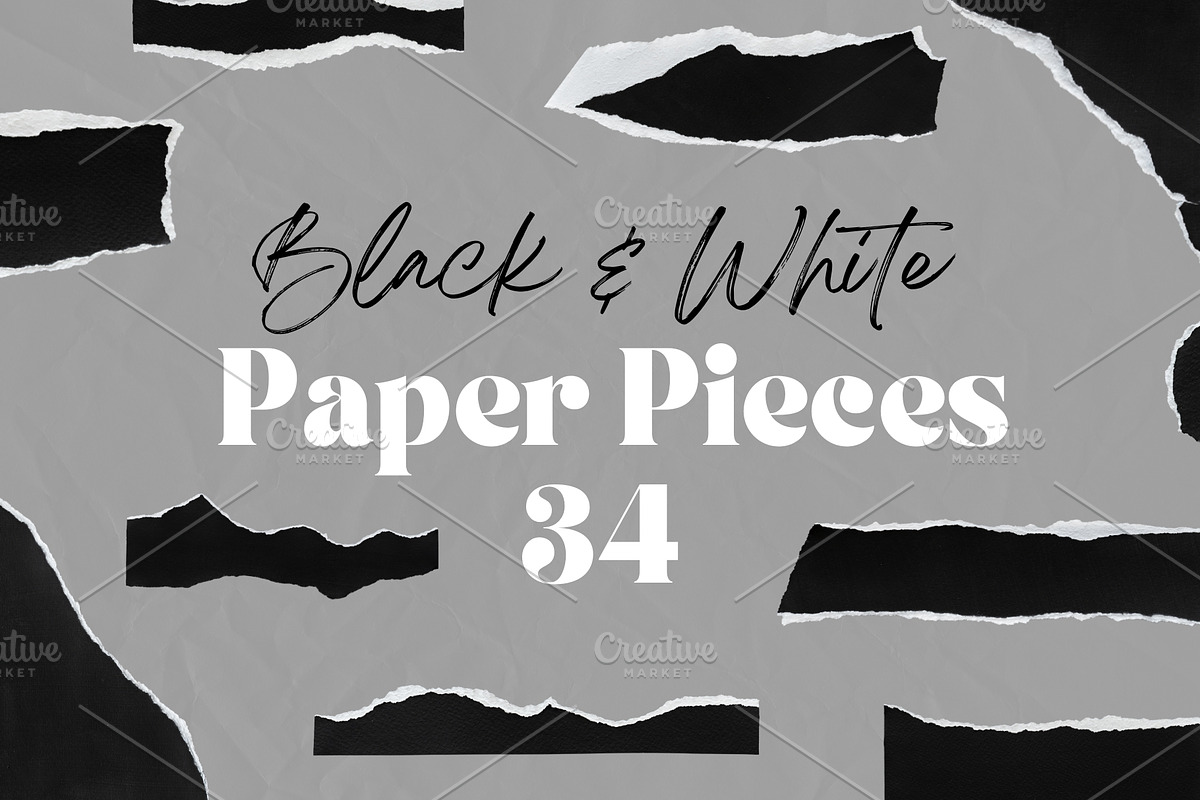 34 Black & White Ripped Paper Pieces, an Abstract Photo by Ksuview (Photo 1 of 5)