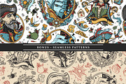 Pirates old school tattoo, a Background Graphic by intueri (Thumbnail 5 of 7)