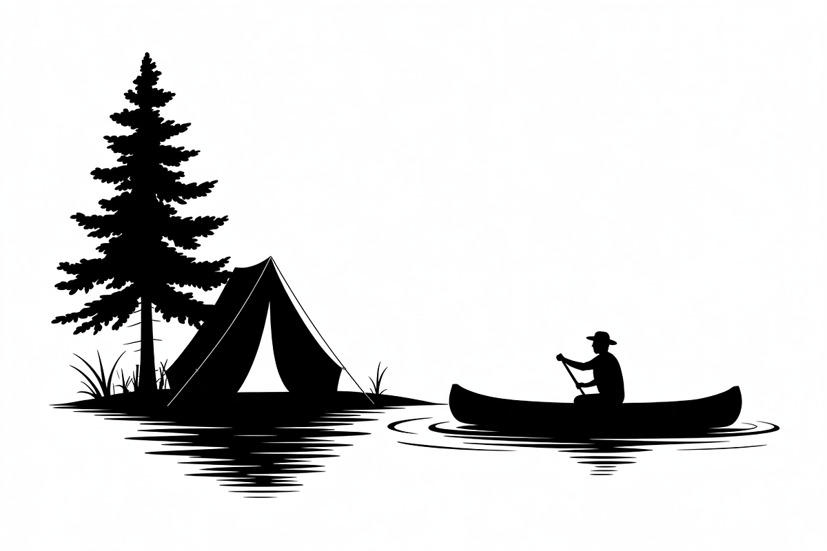 camping and canoe lake vector, an Illustration by Amazin_art (Photo 13 of 17)