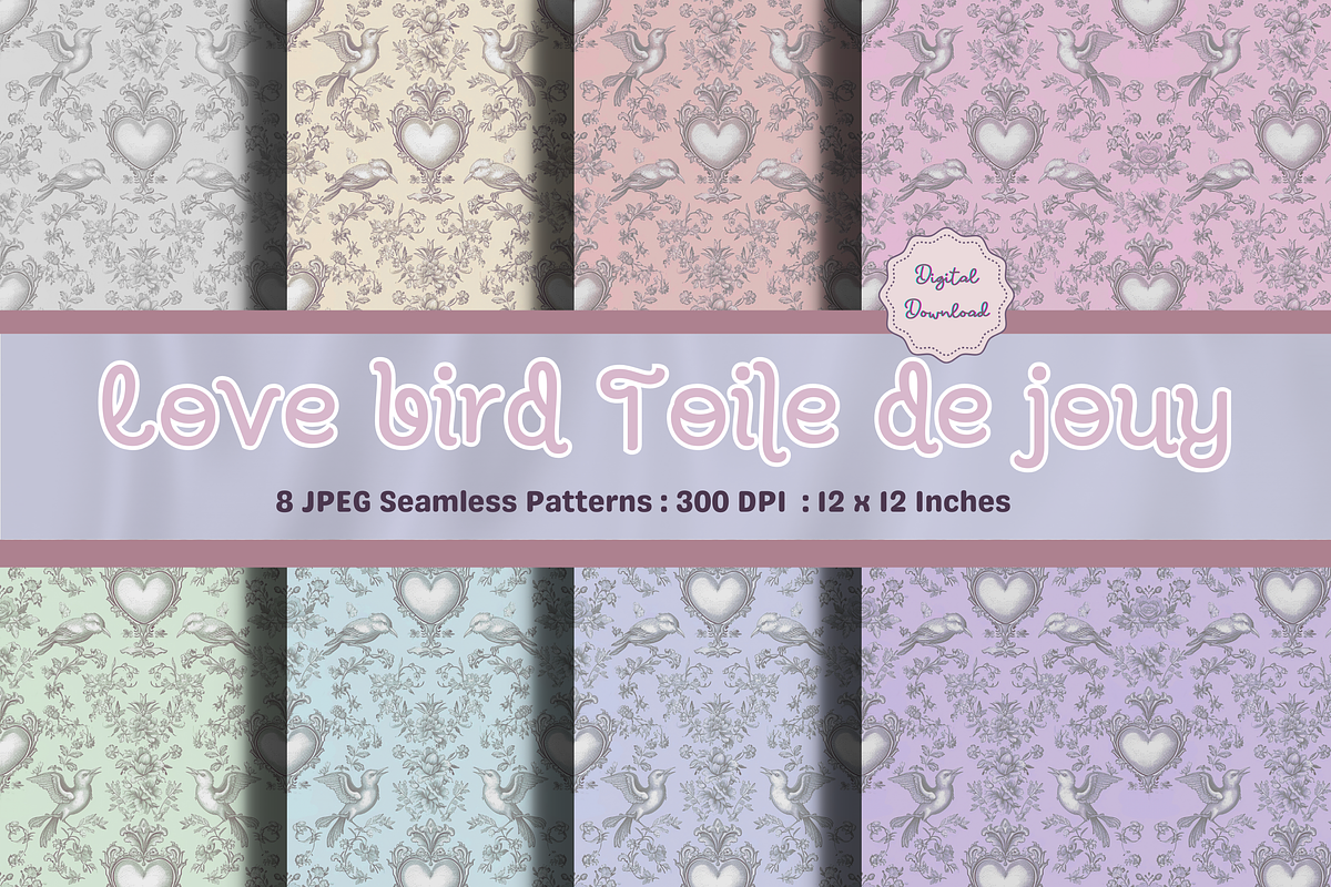Love bird  Seamless Pattern, a Pattern Graphic by STUDIO CHOTI (Photo 1 of 9)