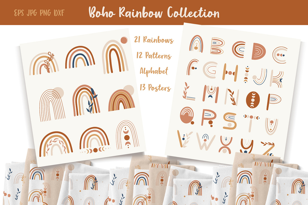 Boho Rainbow Bundle Collection., a Decorative Illustration by DearLetters (Photo 1 of 10)