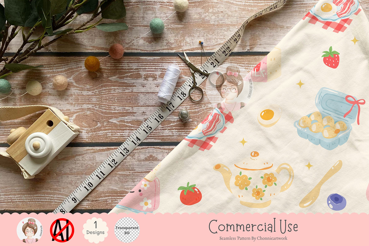 Cute Breakfast Seamless Pattern PNG, a Pattern Graphic by Chonnieartwork (Photo 4 of 5)