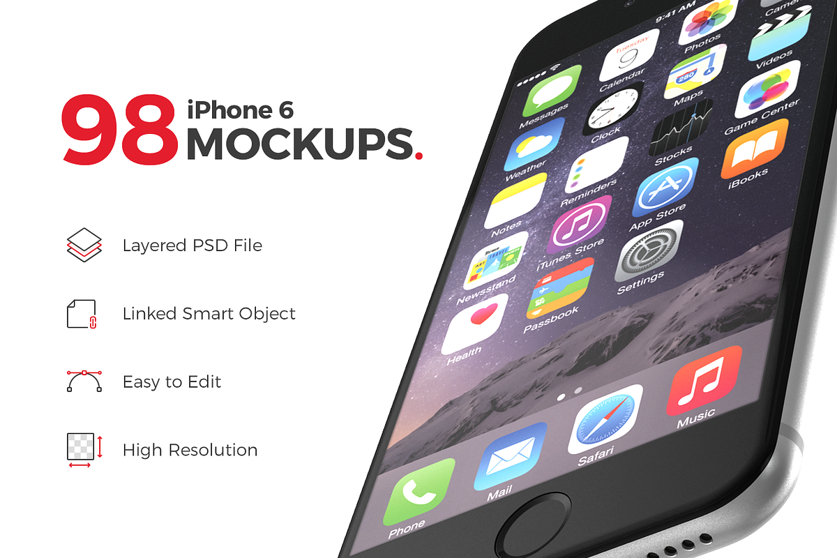 98 perfect iPhone 6 mockups, an iPhone Mockup by Shakuro (Photo 1 of 6)