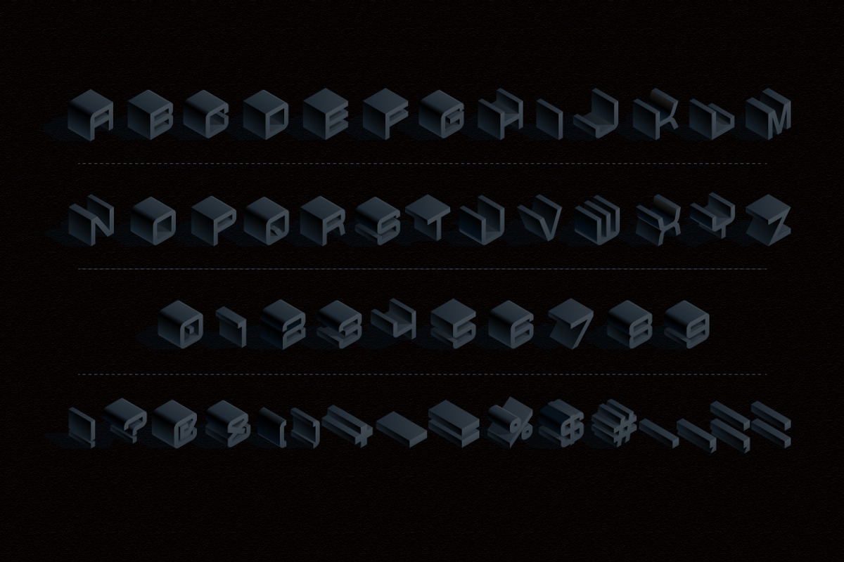 Vector 3D isometric black letters preview 2