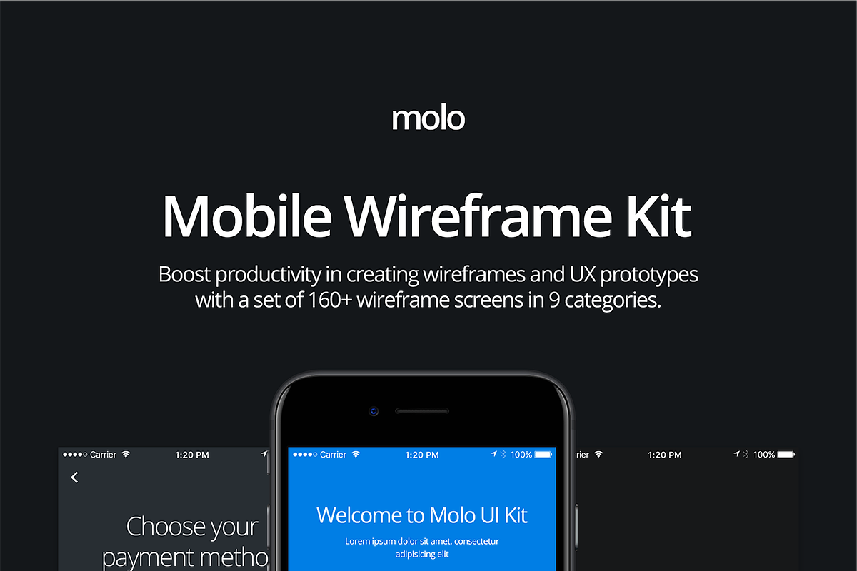 molo Mobile Wireframe Kit, a Wireframe Template by CreativesCastle (Photo 2 of 14)