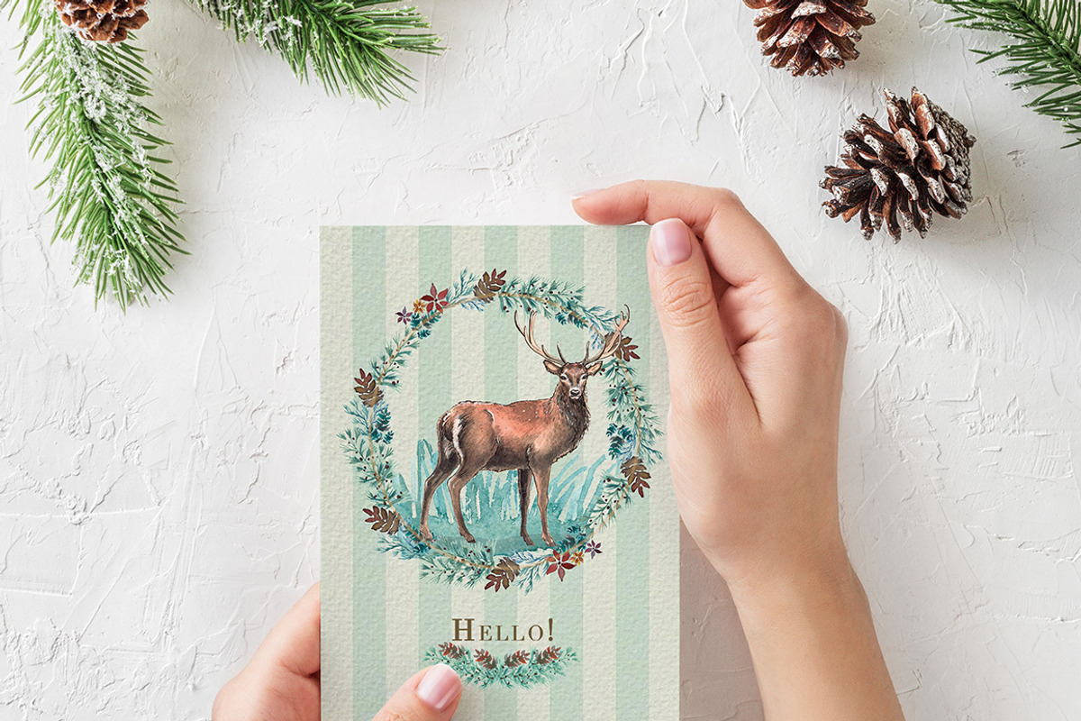 Watercolor Christmas Wild Forest Set, an Animal Illustration by NassyArt (Photo 8 of 9)